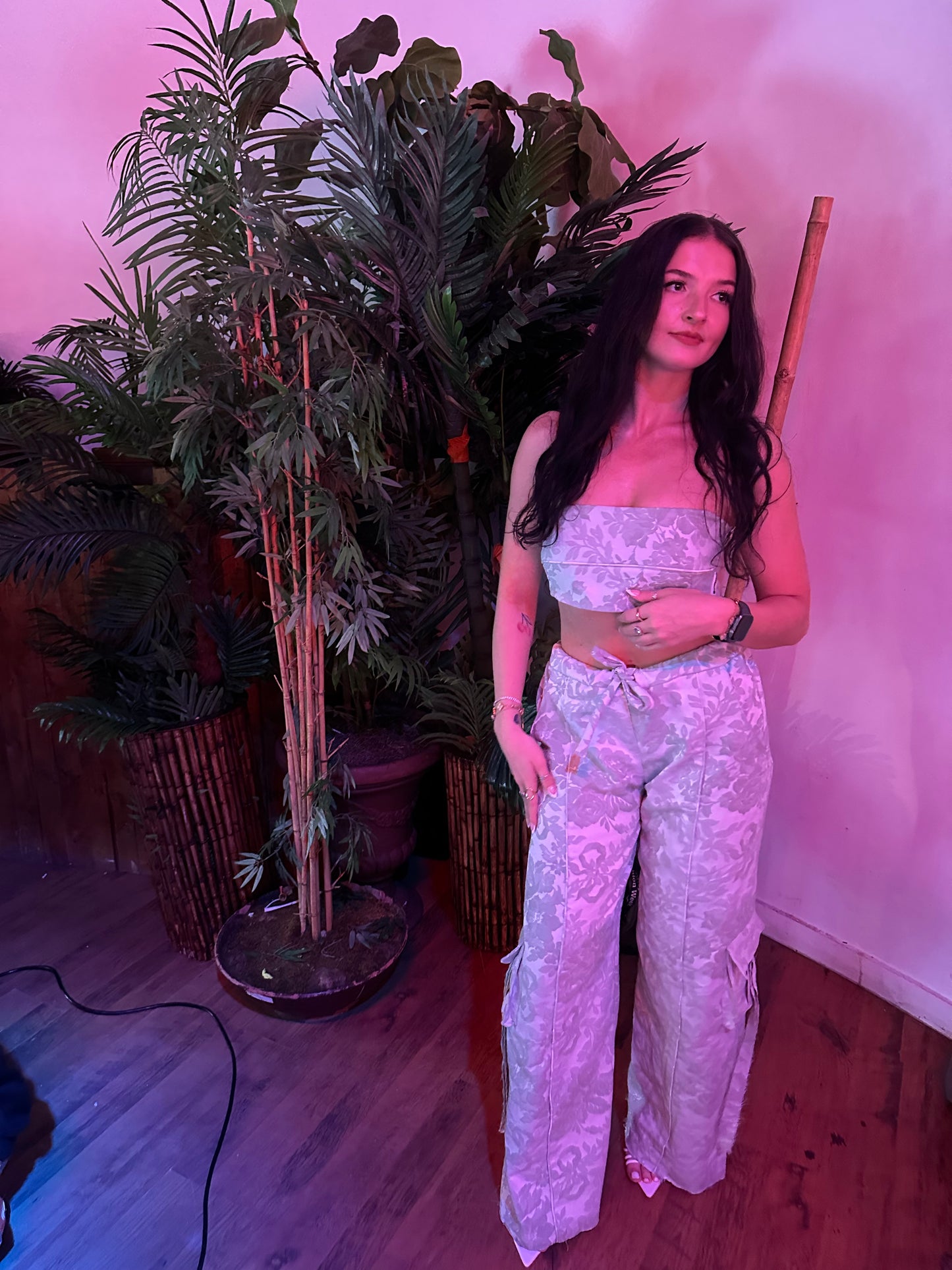 FLORAL CURTAIN CARGOS