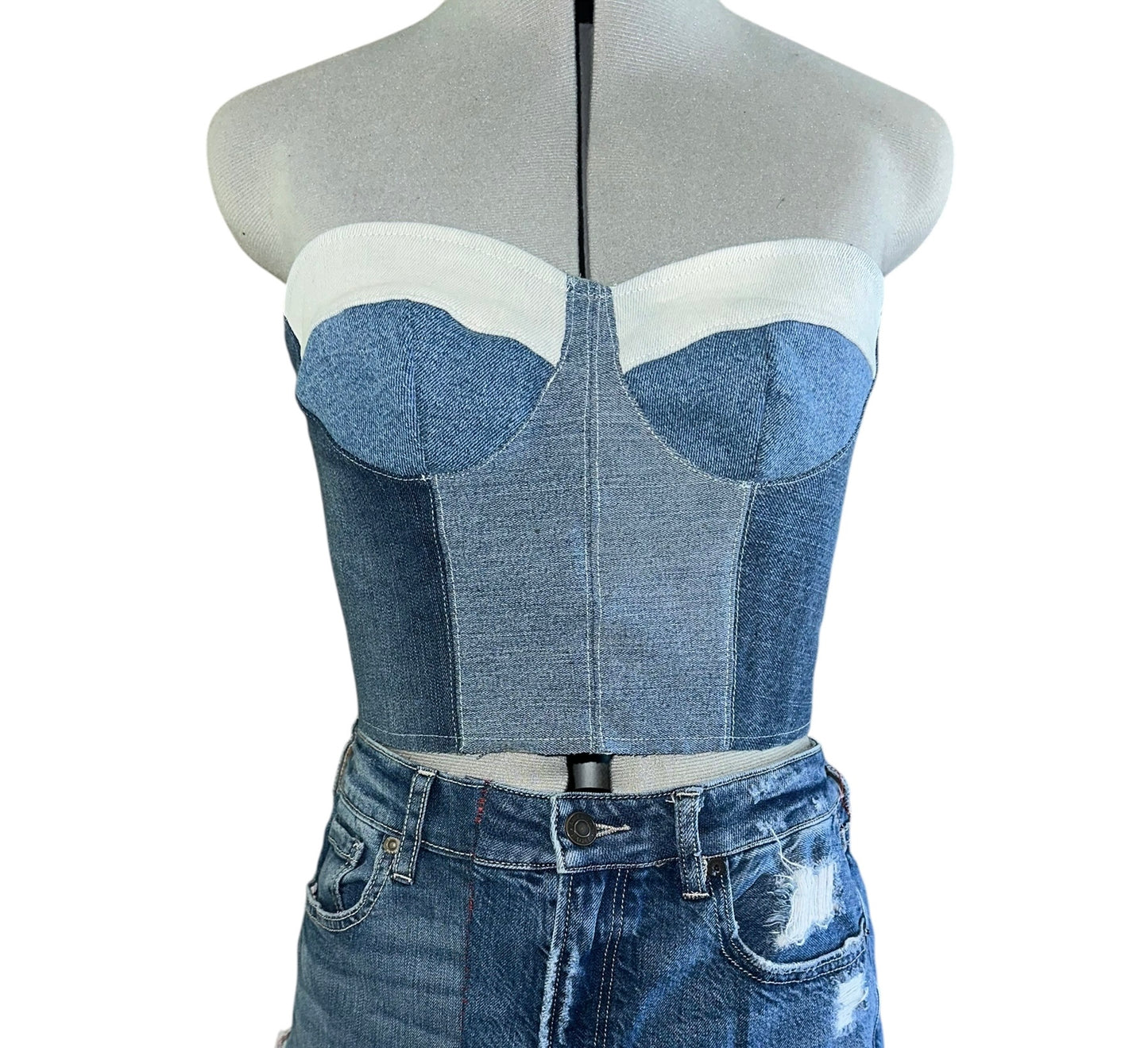 STRAPLESS DENIM CORSET