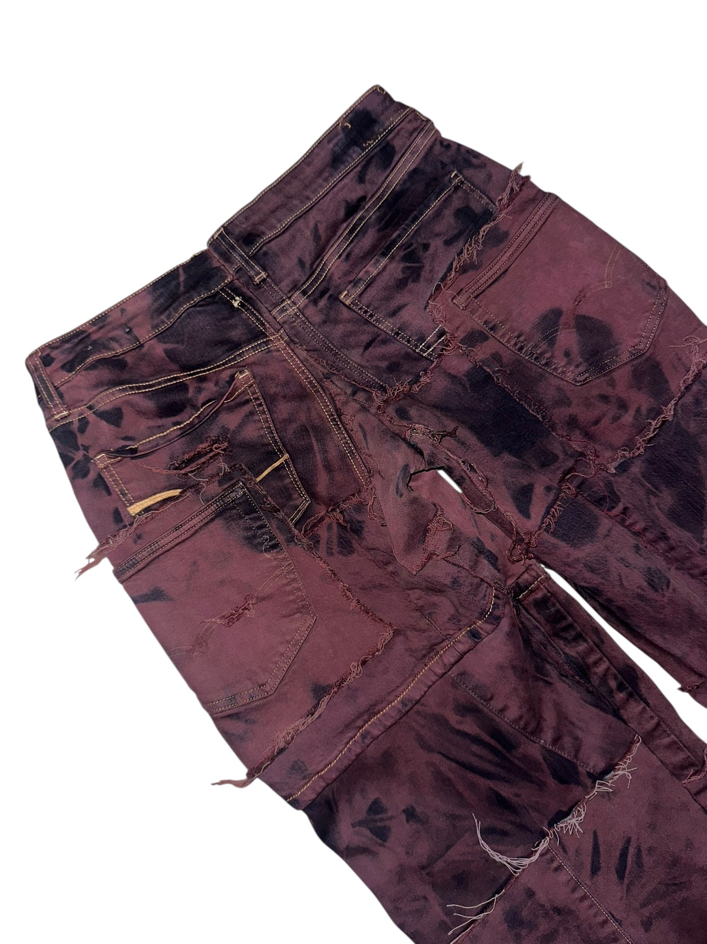 WINE PATCHWORK JEANS