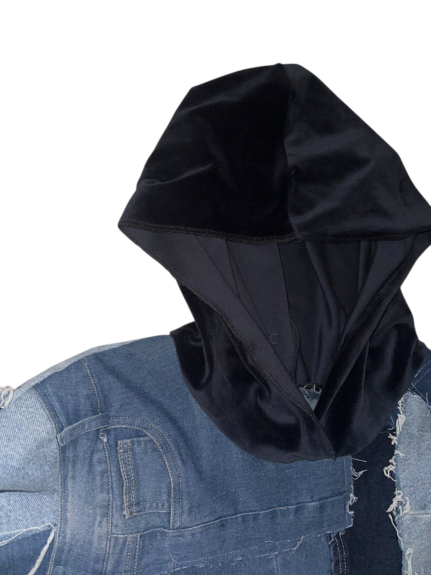 PATCHWORK/VELVET HOODIE