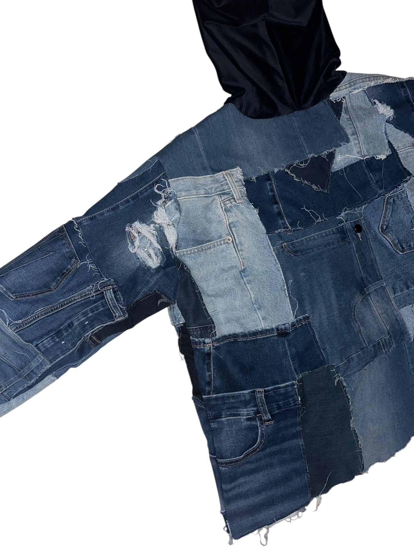 PATCHWORK/VELVET HOODIE
