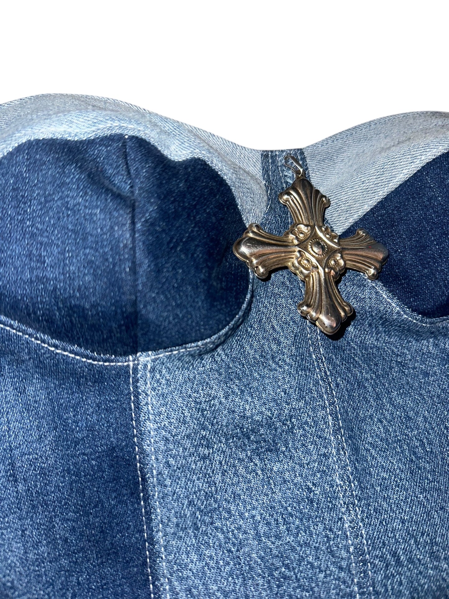 DENIM CROSS CORSET