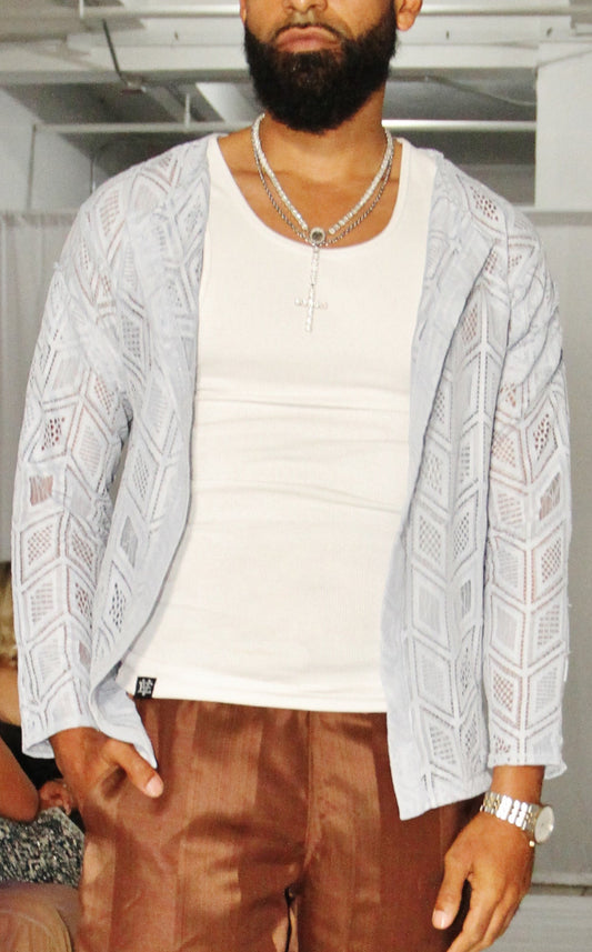 BABY BLUE MESH CARDIGAN