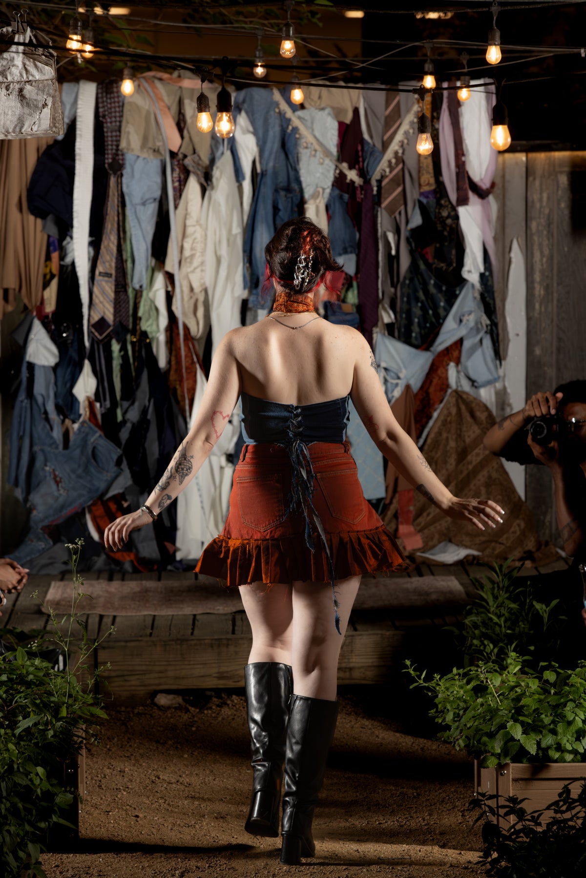 BURNT ORANGE RUFFLE SKIRT