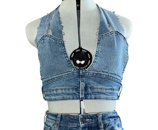 DENIM HALTER TOP