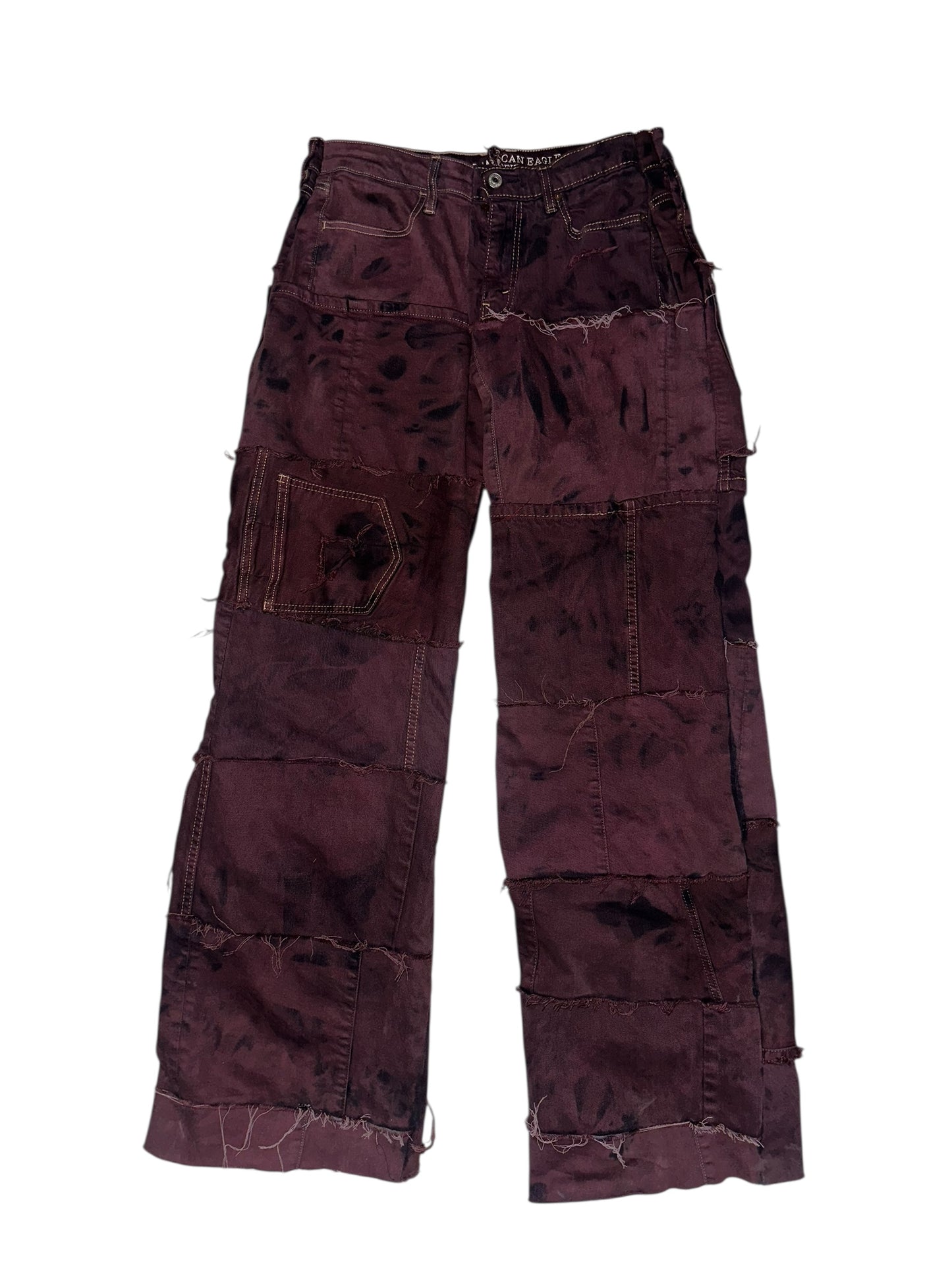 WINE PATCHWORK JEANS