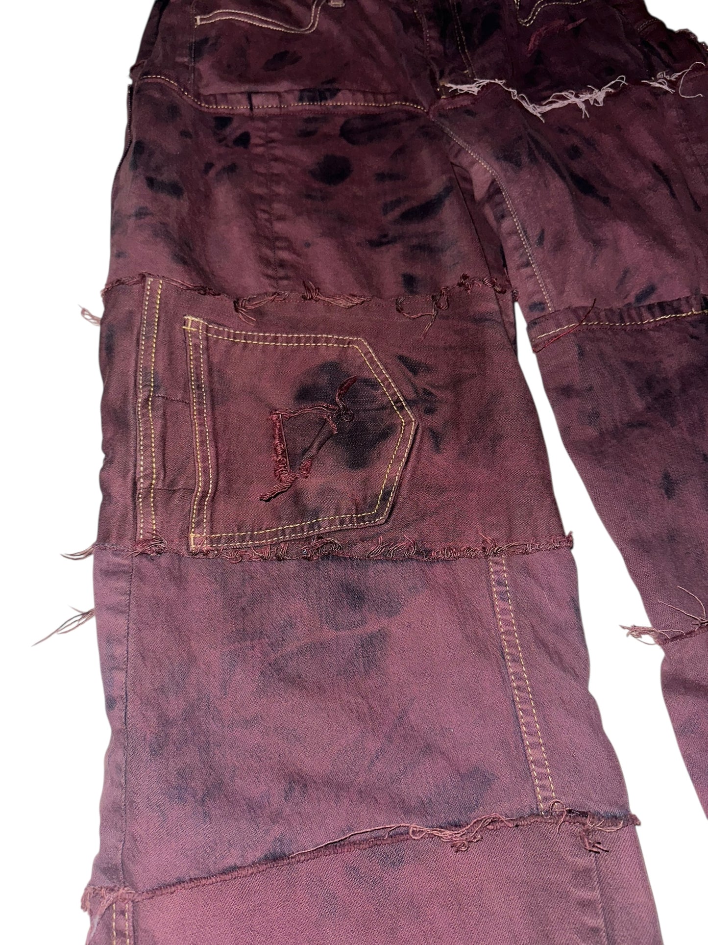 WINE PATCHWORK JEANS