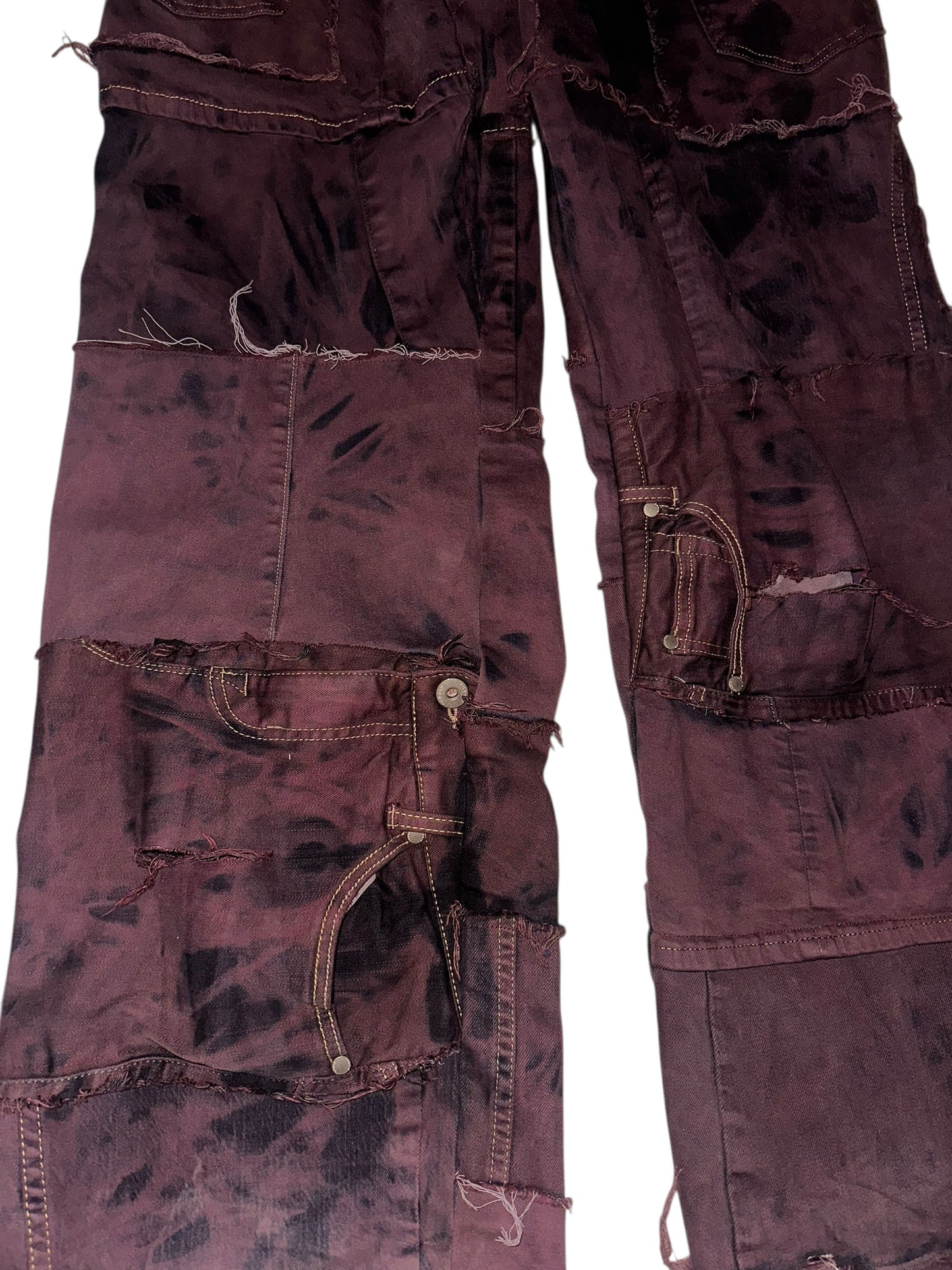 WINE PATCHWORK JEANS