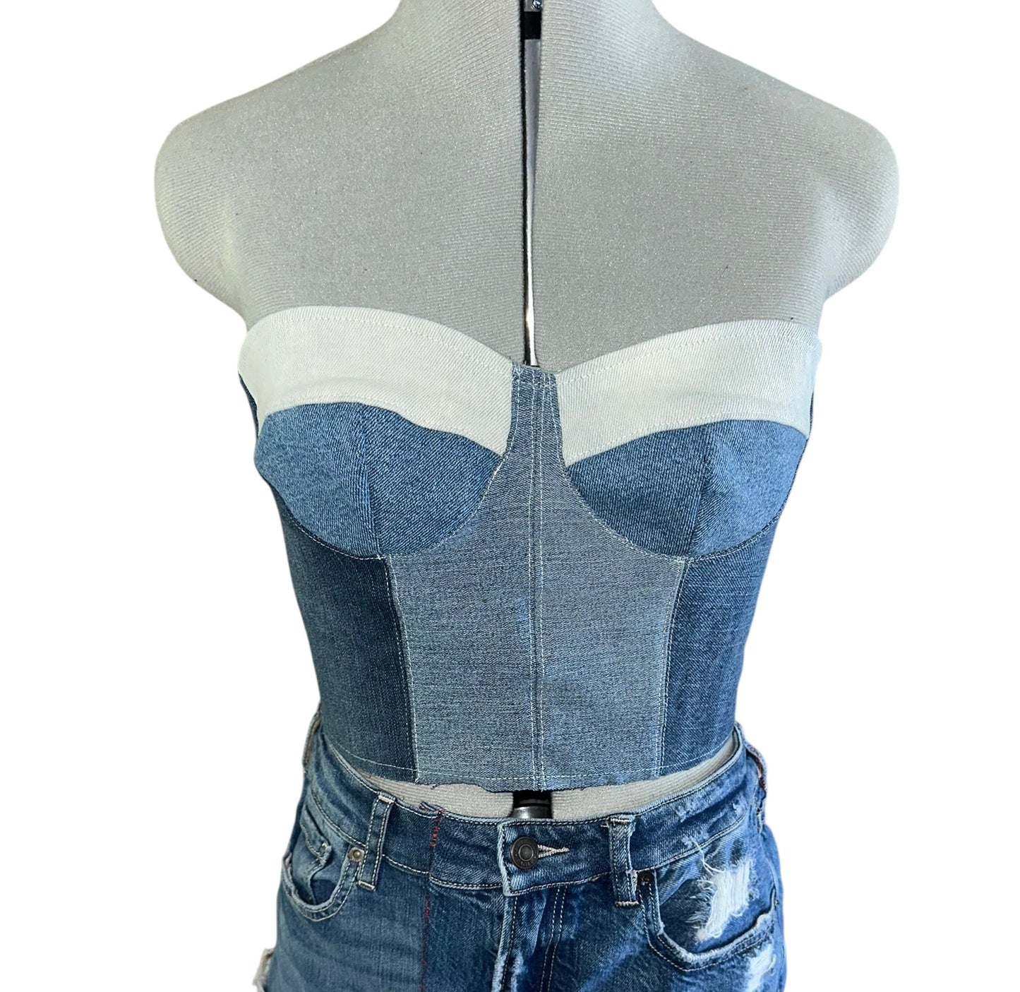 STRAPLESS DENIM CORSET