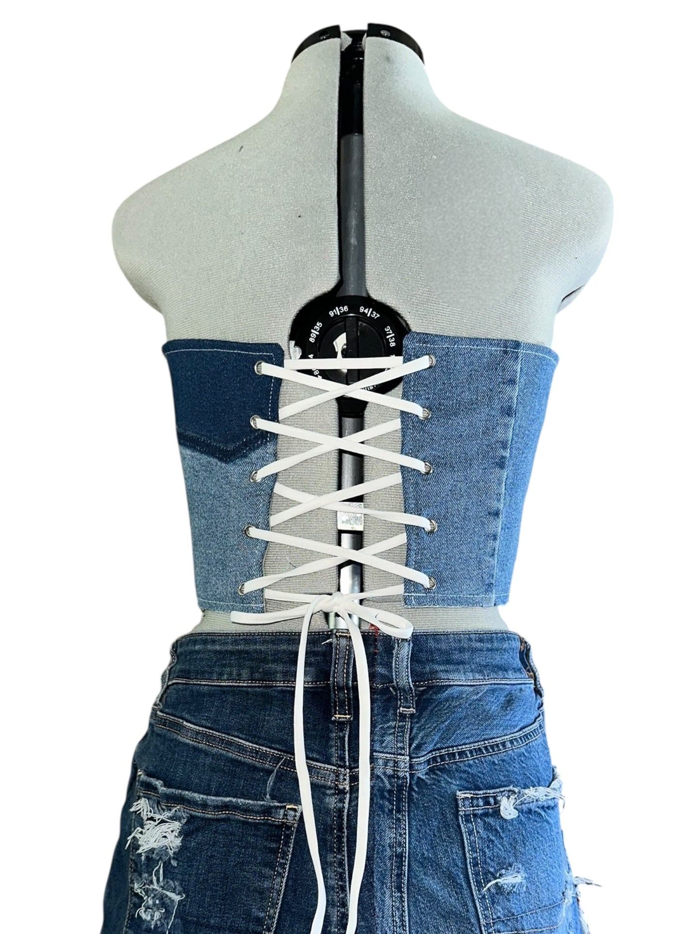 STRAPLESS DENIM CORSET